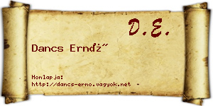 Dancs Ernő névjegykártya