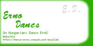 erno dancs business card