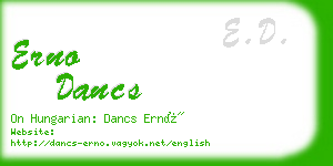 erno dancs business card